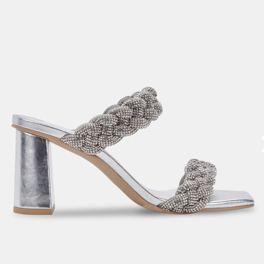 Dolce Vita Paily Rhinestone Heels Silver Crystal